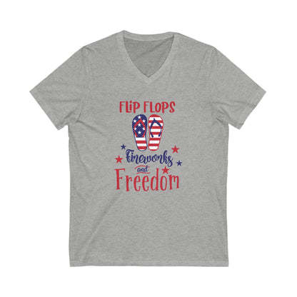 Flip Flops and Fireworks - Jersey Short Sleeve V-Neck Tee