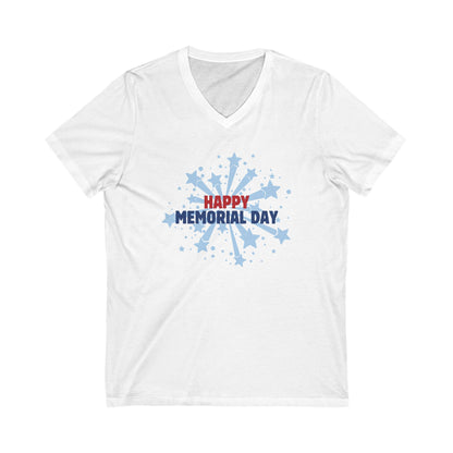 Happy Memorial Day - Ladies Jersey Short Sleeve V-Neck Tee