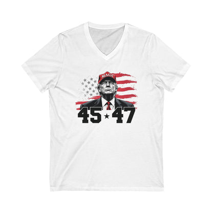 Trump 45 47 - Ladies Jersey Short Sleeve V-Neck Tee