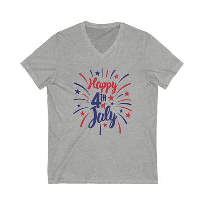 Happy 4th of July - Jersey Short Sleeve V-Neck Tee