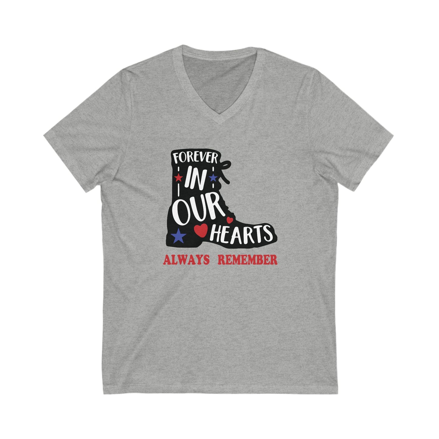 Forever In Our Hearts Boots - Ladies Jersey Short Sleeve V-Neck Tee