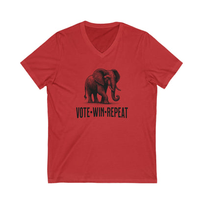 Vote Win Repeat - Jersey Short Sleeve V-Neck Tee