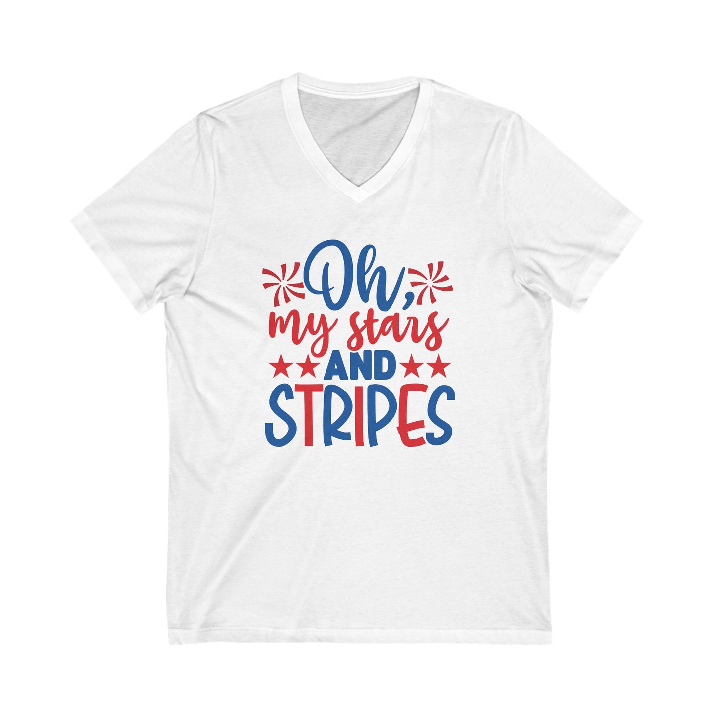 Oh My Stars And Stripes - Ladies Jersey Short Sleeve V-Neck Tee