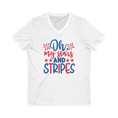 Oh My Stars And Stripes - Ladies Jersey Short Sleeve V-Neck Tee