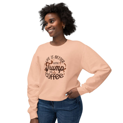 Trump and Coffee - Ladies Lightweight Crewneck Sweatshirt