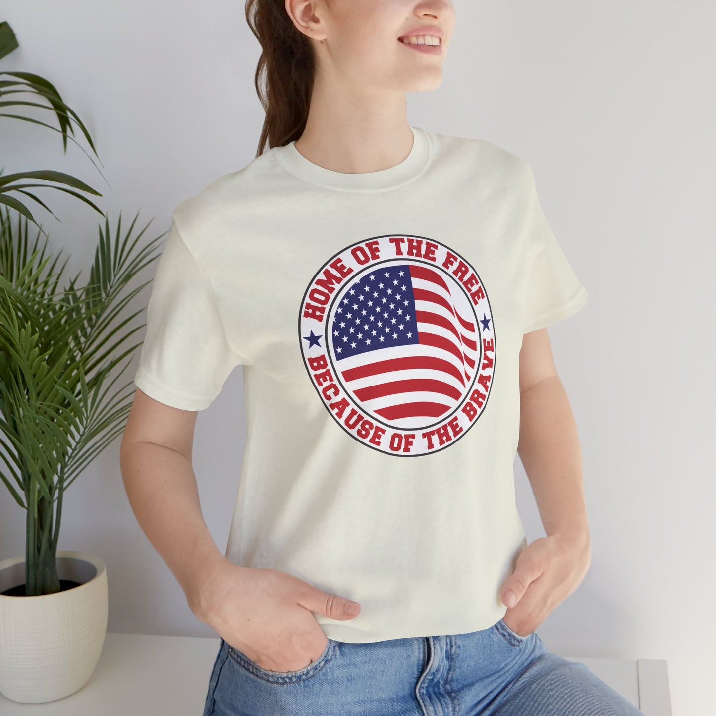 Home Of The Brave Circle - Ladies Jersey Short Sleeve Tee