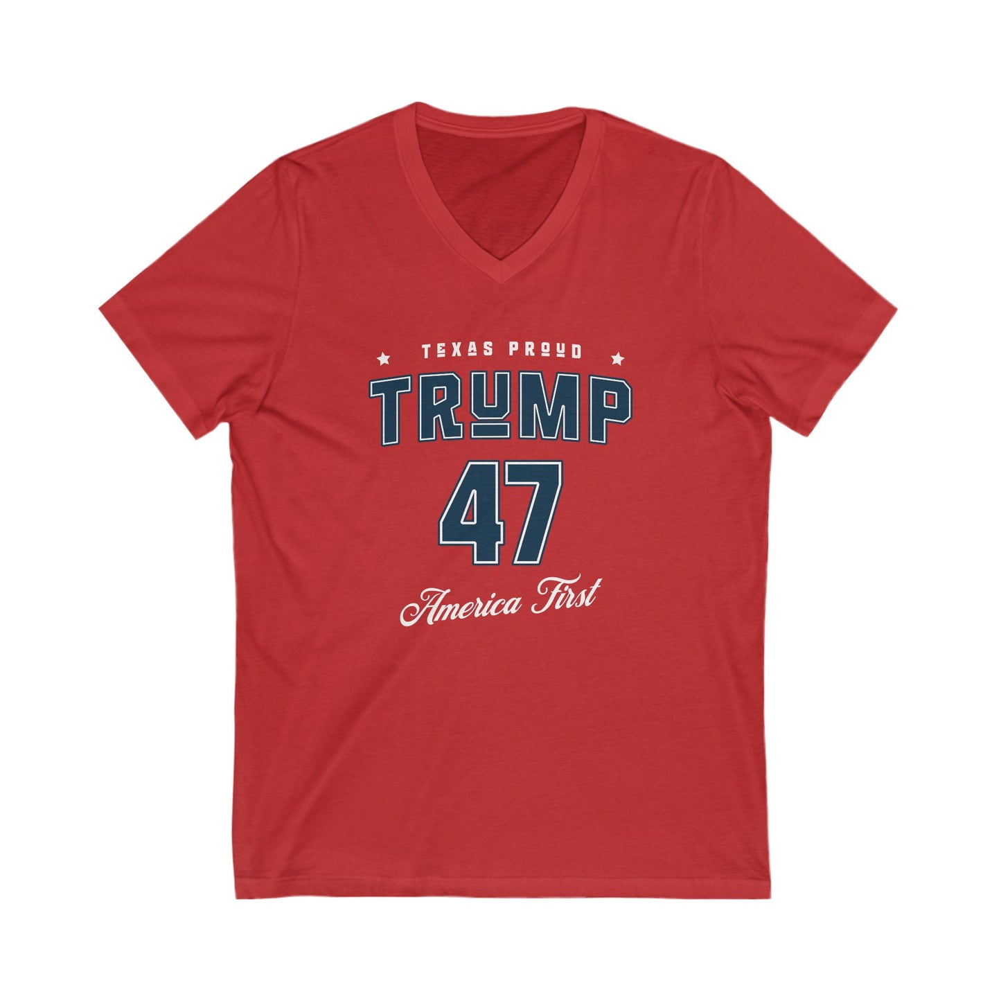 Texas Proud Trump 47 - Ladies Jersey Short Sleeve V-Neck Tee