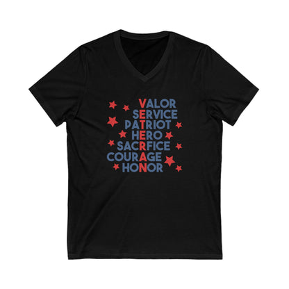 Veteran - Ladies Jersey Short Sleeve V-Neck Tee