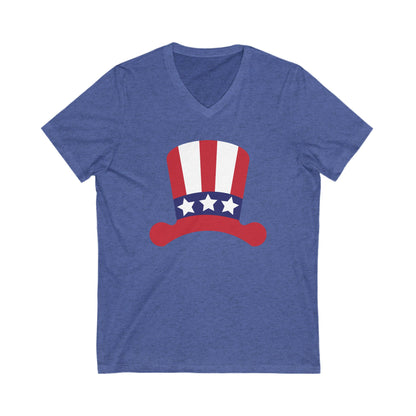 Patriotic Hat - Jersey Short Sleeve V-Neck Tee