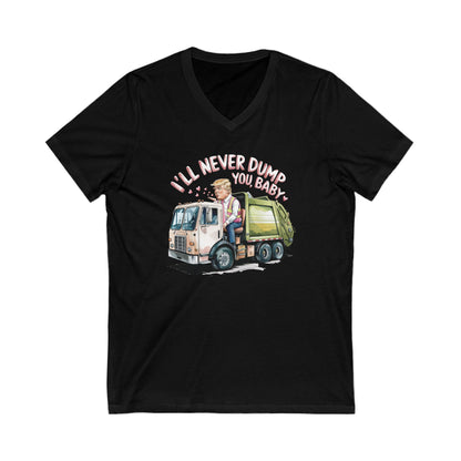 Trump Valentine's Never Dump You - Ladies Jersey Short Sleeve V-Neck Tee