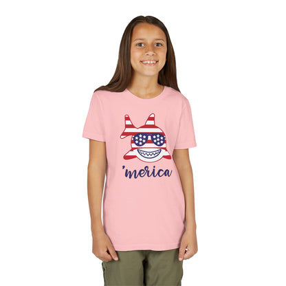 Merica Shark - Girls Youth Short Sleeve Tee