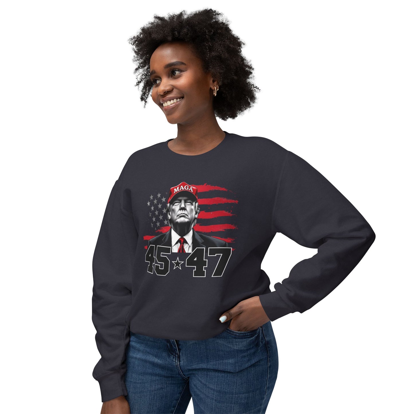 Trump 45 47 - Ladies Lightweight Crewneck Sweatshirt