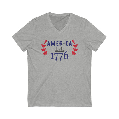 America Est. 1776 - Jersey Short Sleeve V-Neck Tee