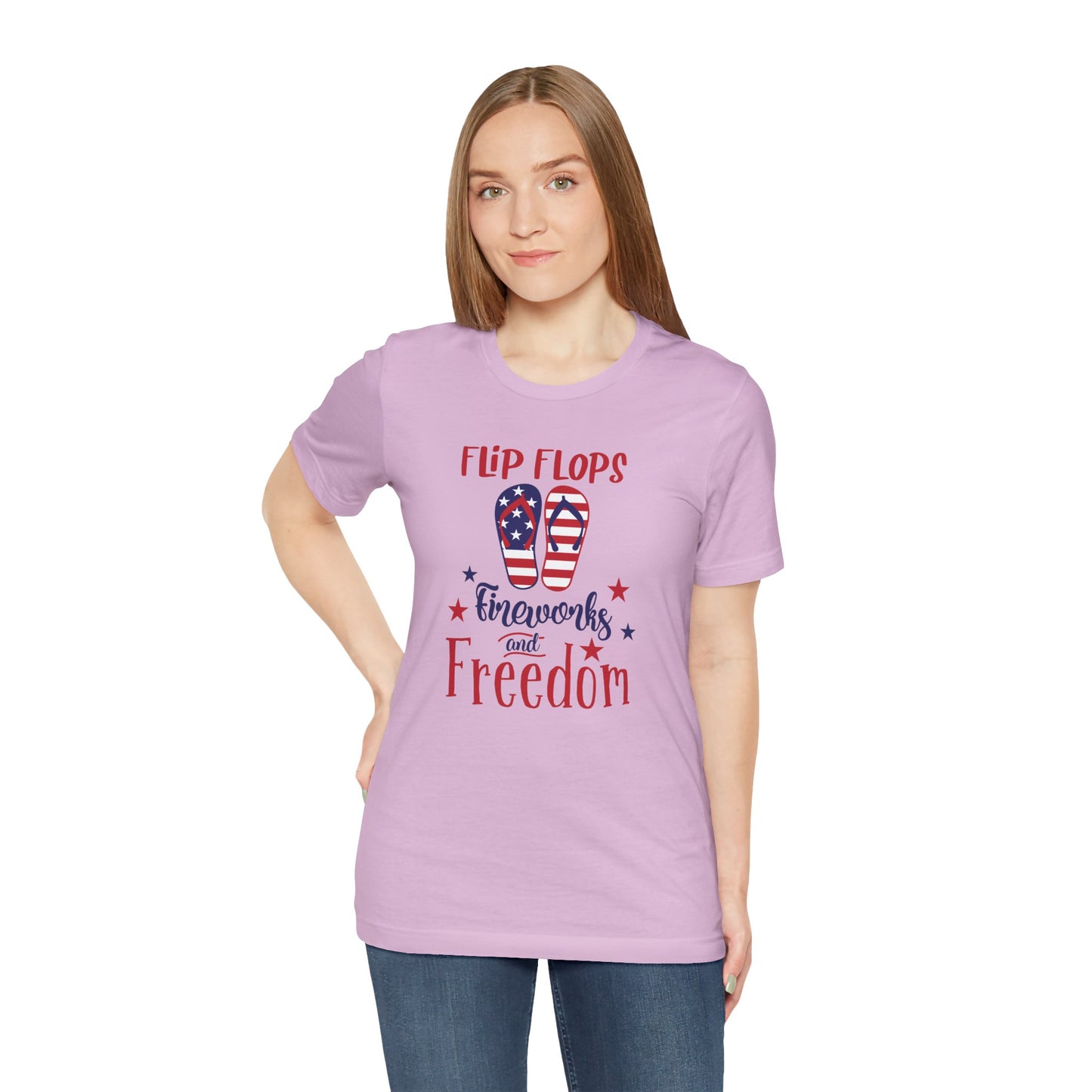 Flip Flops and Fireworks - Ladies Jersey Short Sleeve Tee