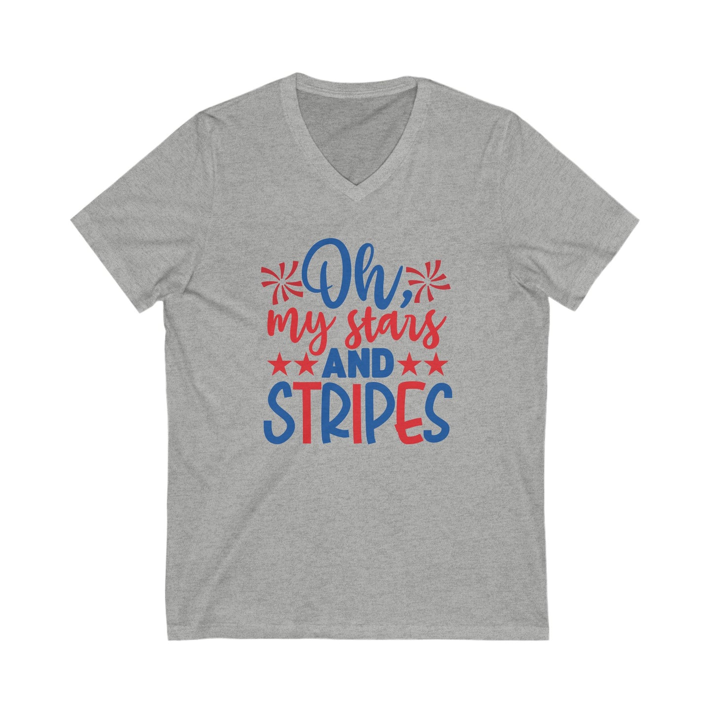 Oh My Stars And Stripes - Ladies Jersey Short Sleeve V-Neck Tee