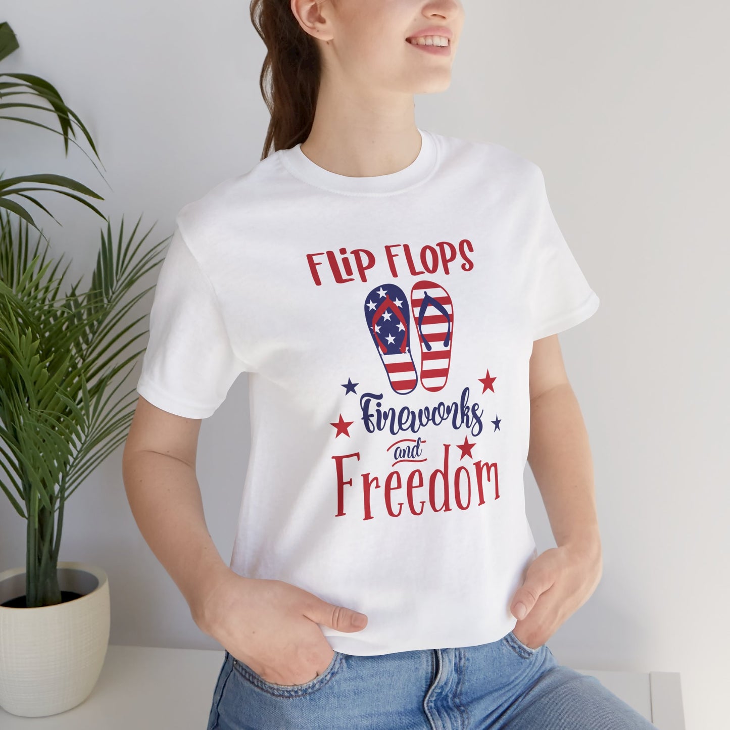 Flip Flops and Fireworks - Ladies Jersey Short Sleeve Tee