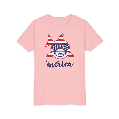 Merica Shark - Girls Youth Short Sleeve Tee