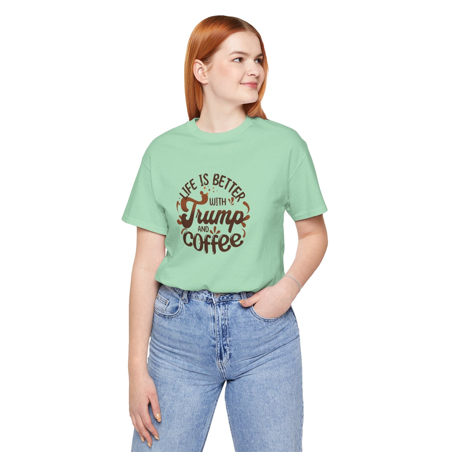 Trump and Coffee - Ladies Jersey Short Sleeve Tee