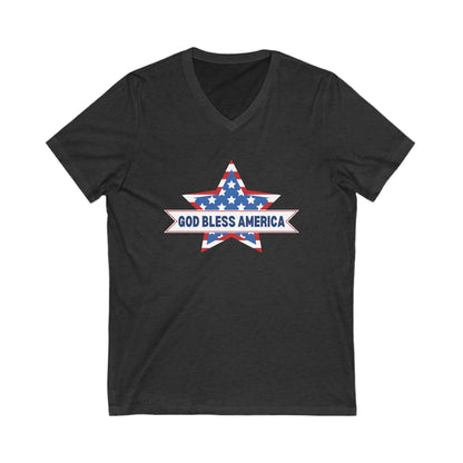 God Bless America - Ladies Jersey Short Sleeve V-Neck Tee