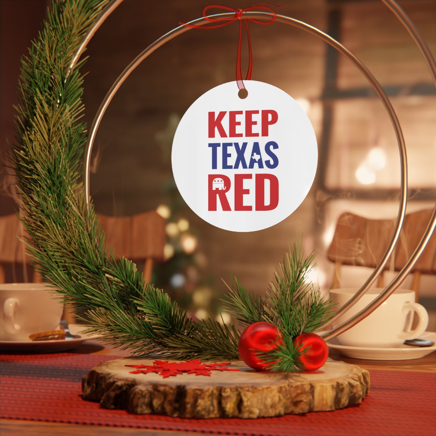 Keep Texas Red - Metal Ornaments