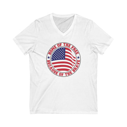 Home Of The Free Circle - Jersey Short Sleeve V-Neck Tee