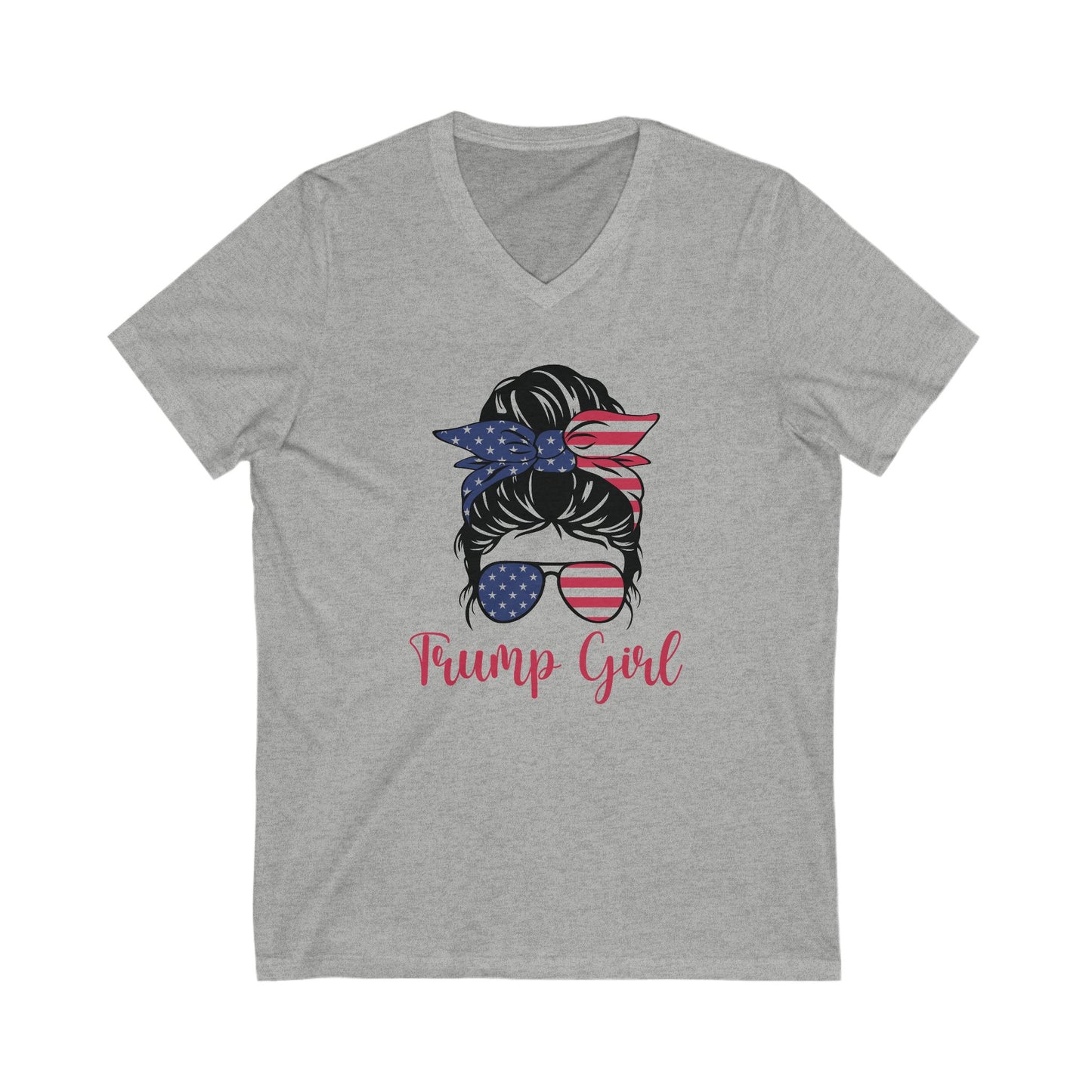 Trump Girl - Ladies Jersey Short Sleeve V-Neck Tee