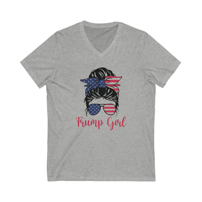 Trump Girl - Ladies Jersey Short Sleeve V-Neck Tee