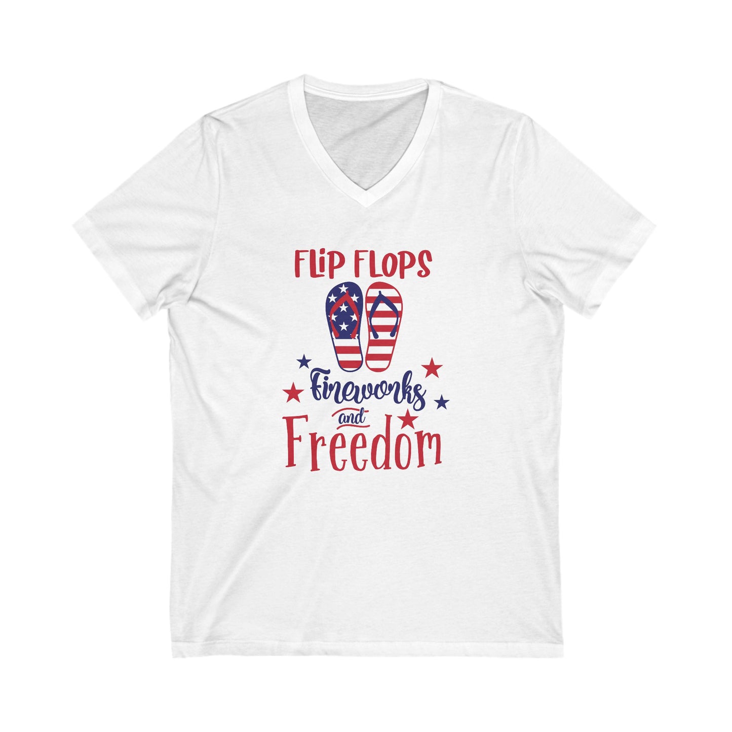 Flip Flops and Fireworks - Jersey Short Sleeve V-Neck Tee