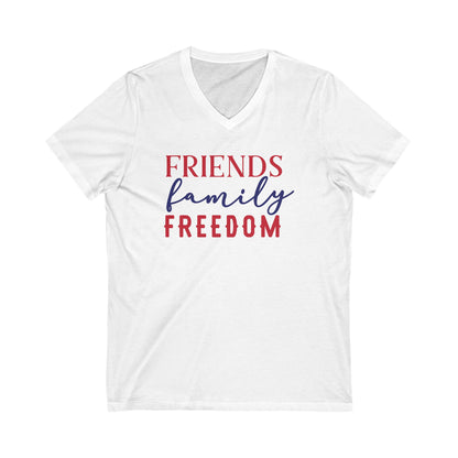 Friends Family Freedom - Jersey Short Sleeve V-Neck Tee