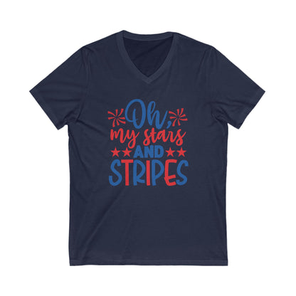 Oh My Stars And Stripes - Men's Jersey Short Sleeve V-Neck Tee