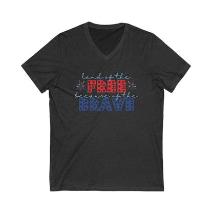 Land Of The Free - Ladies Jersey Short Sleeve V-Neck Tee