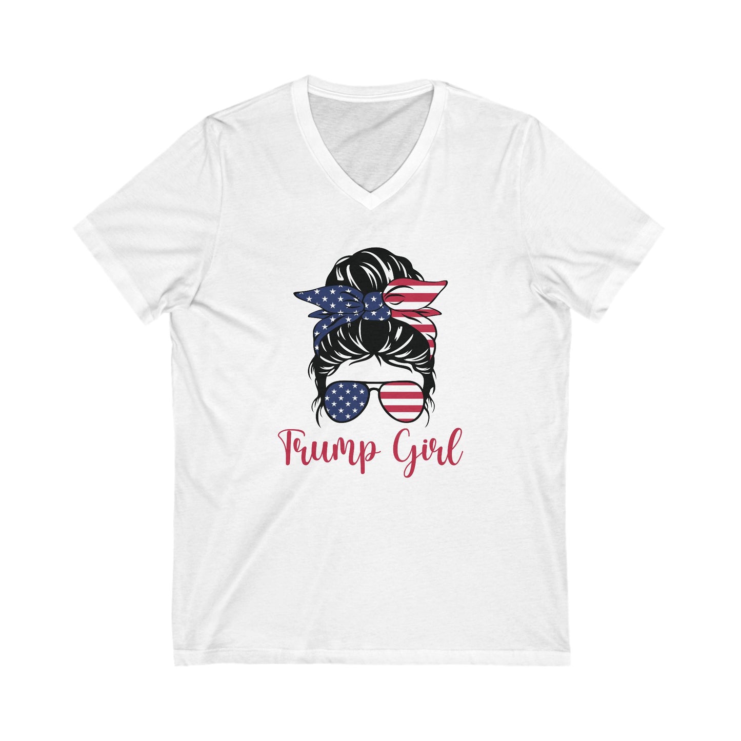 Trump Girl - Ladies Jersey Short Sleeve V-Neck Tee