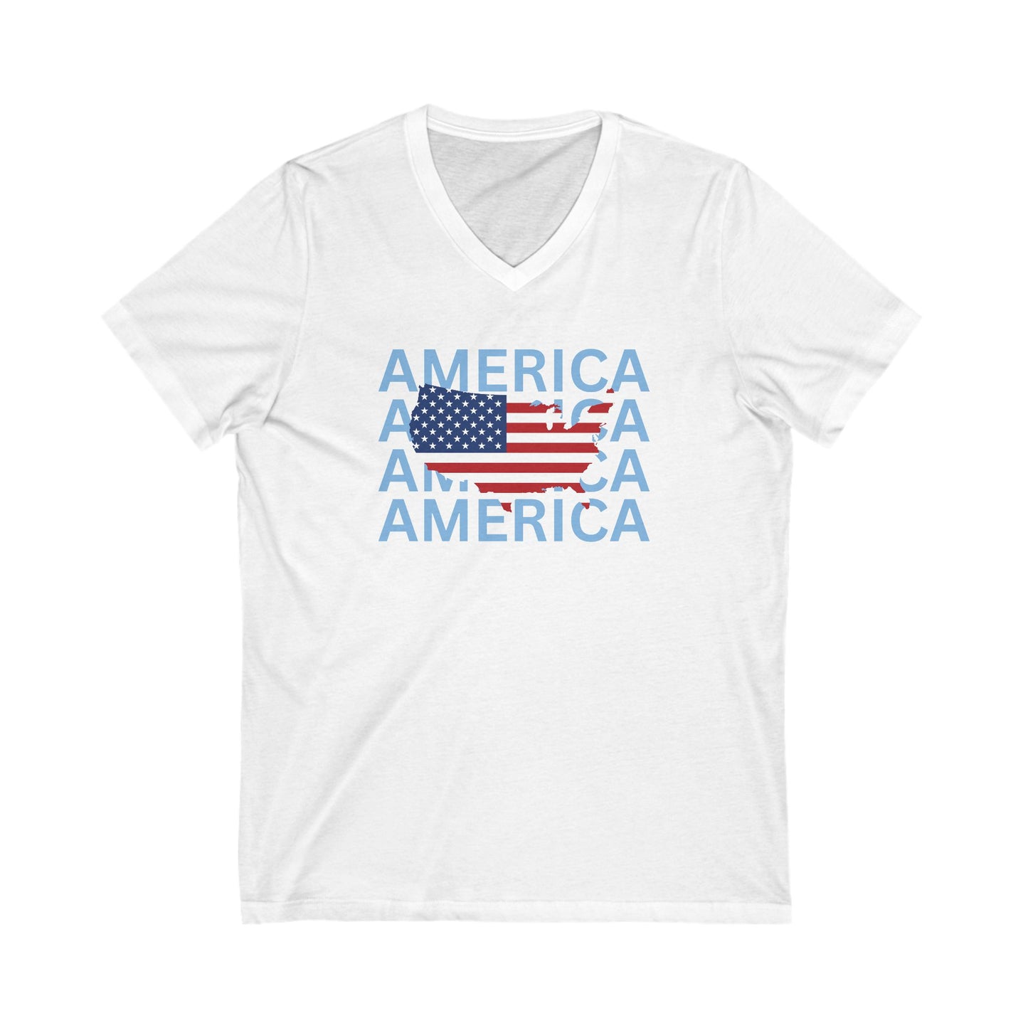 America USA - Ladies Jersey Short Sleeve V-Neck Tee