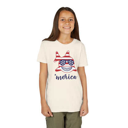 Merica Shark - Girls Youth Short Sleeve Tee