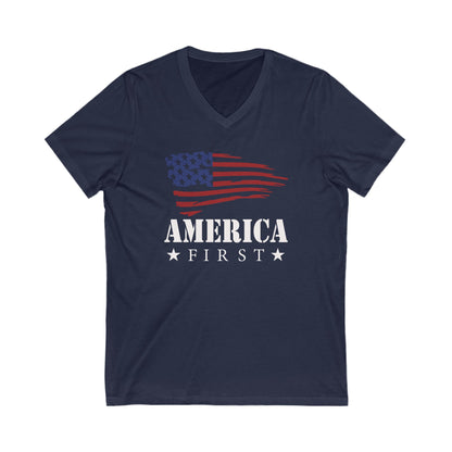 America First - Jersey Short Sleeve V-Neck Tee