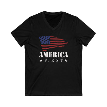 America First - Jersey Short Sleeve V-Neck Tee