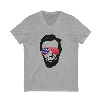 Abraham Lincoln - Ladies Jersey Short Sleeve V-Neck Tee