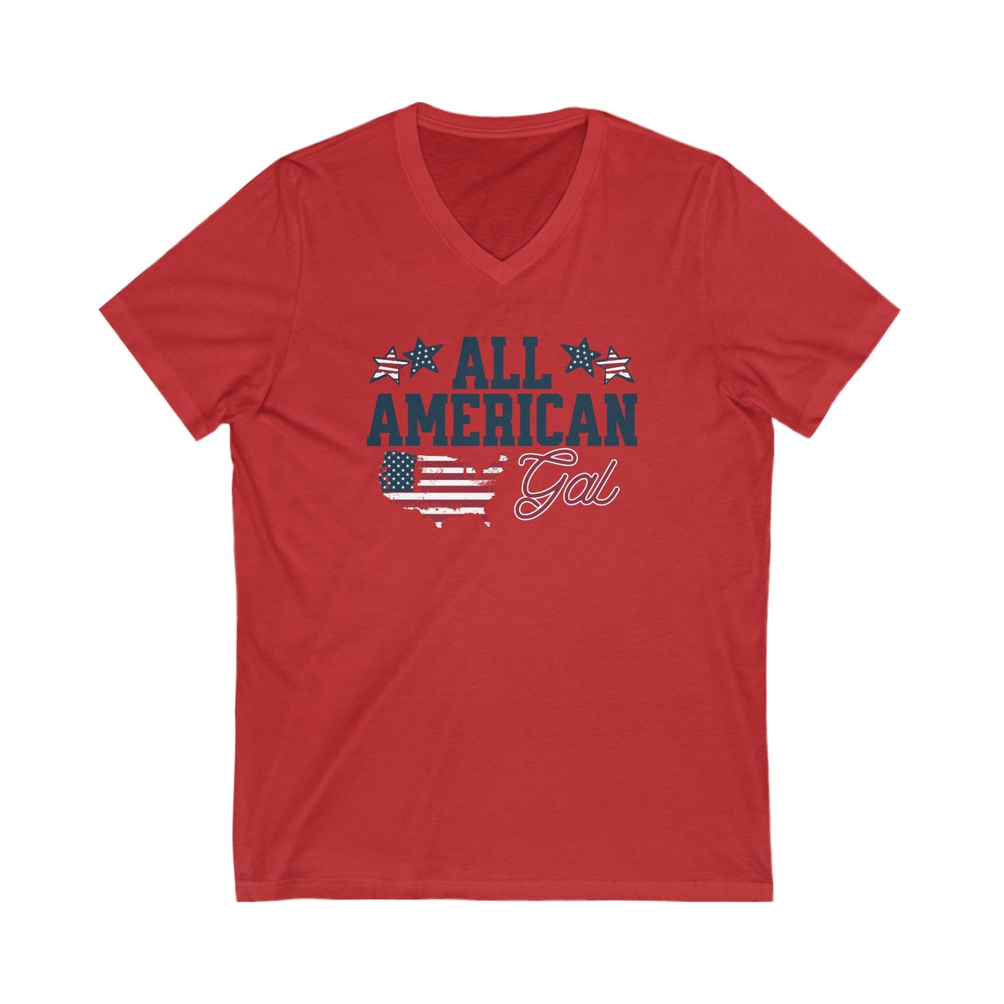 All American Gal - Jersey Short Sleeve V-Neck Tee