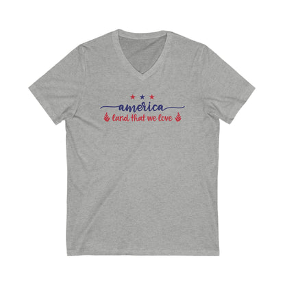 America Land That We Love - Jersey Short Sleeve V-Neck Tee