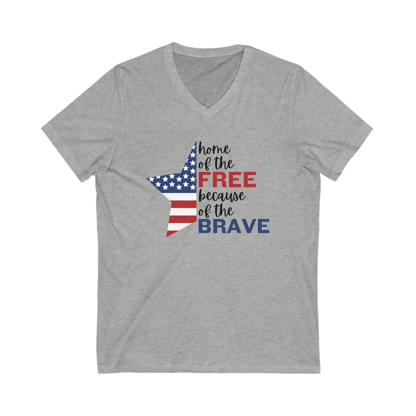 Home Of The Free - Ladies Jersey Short Sleeve V-Neck Tee