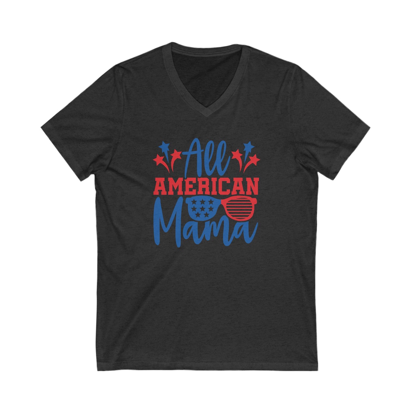 All American Mama - Ladies Jersey Short Sleeve V-Neck Tee