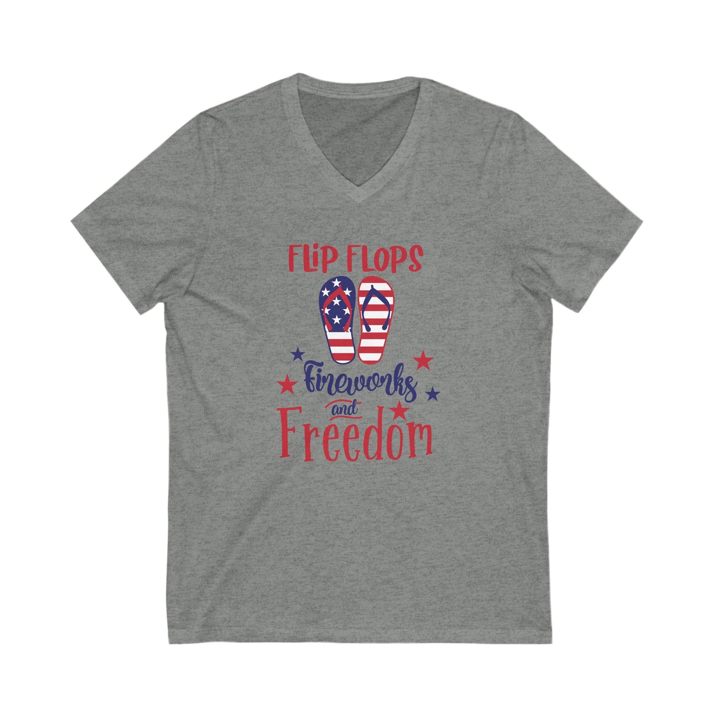 Flip Flops and Fireworks - Jersey Short Sleeve V-Neck Tee