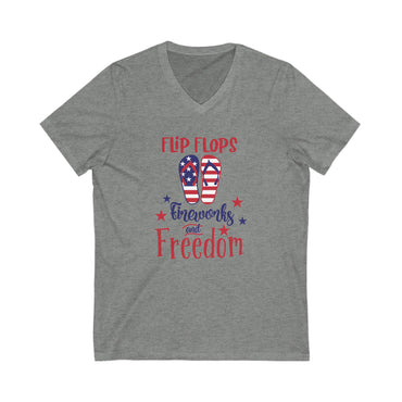 Flip Flops and Fireworks - Jersey Short Sleeve V-Neck Tee