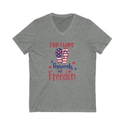 Flip Flops and Fireworks - Jersey Short Sleeve V-Neck Tee