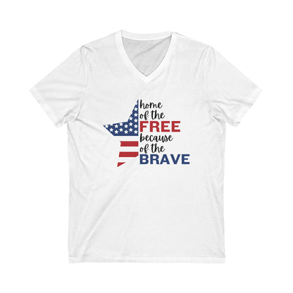 Home Of The Free - Ladies Jersey Short Sleeve V-Neck Tee