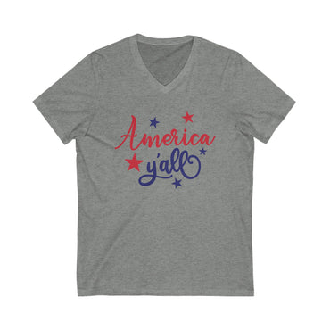 America Yall- Jersey Short Sleeve V-Neck Tee