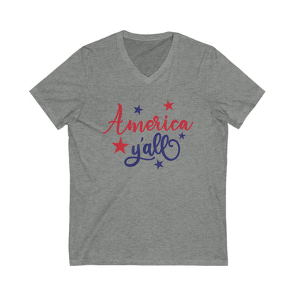 America Yall- Jersey Short Sleeve V-Neck Tee