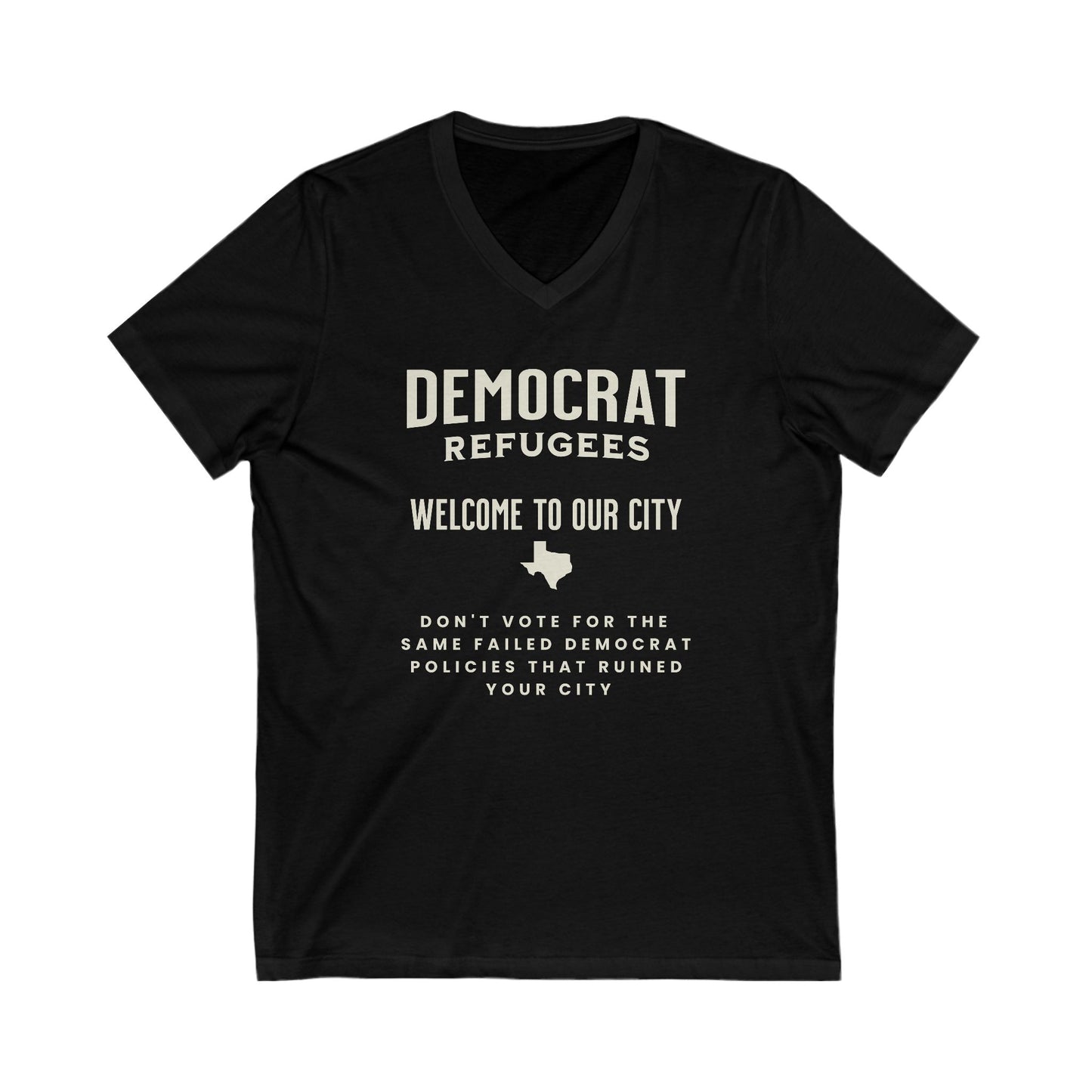 Democrat Refugees - Ladies Jersey Short Sleeve V-Neck Tee