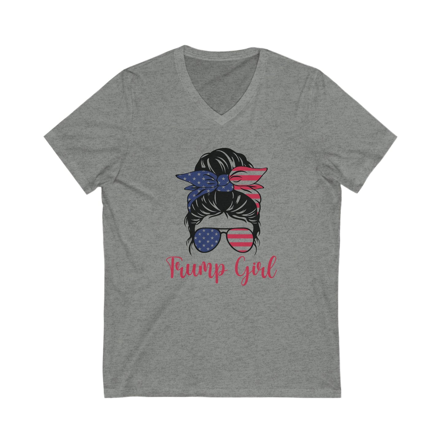 Trump Girl - Ladies Jersey Short Sleeve V-Neck Tee