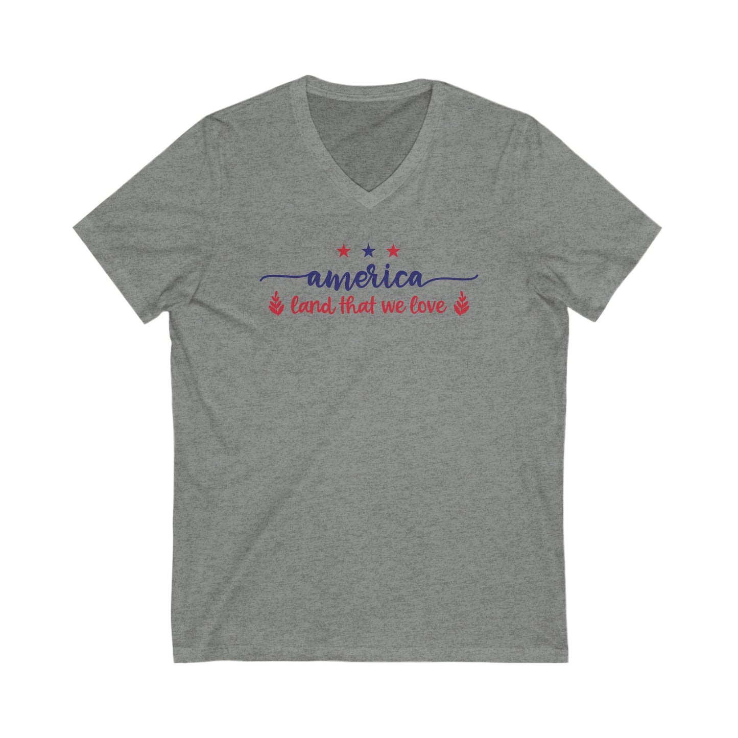 America Land That We Love - Jersey Short Sleeve V-Neck Tee